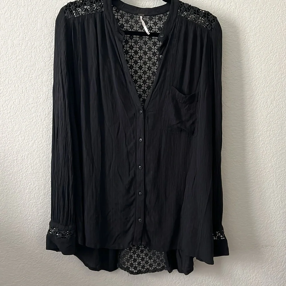 Free People The Best Button Down Boho Top M - Picture 2 of 4